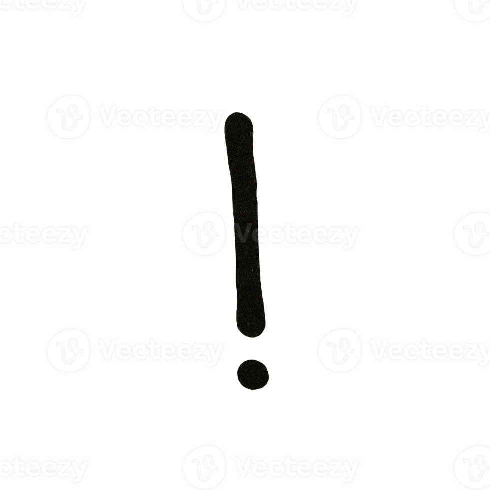 Hand drawn exclamation mark isolated on transparent background png