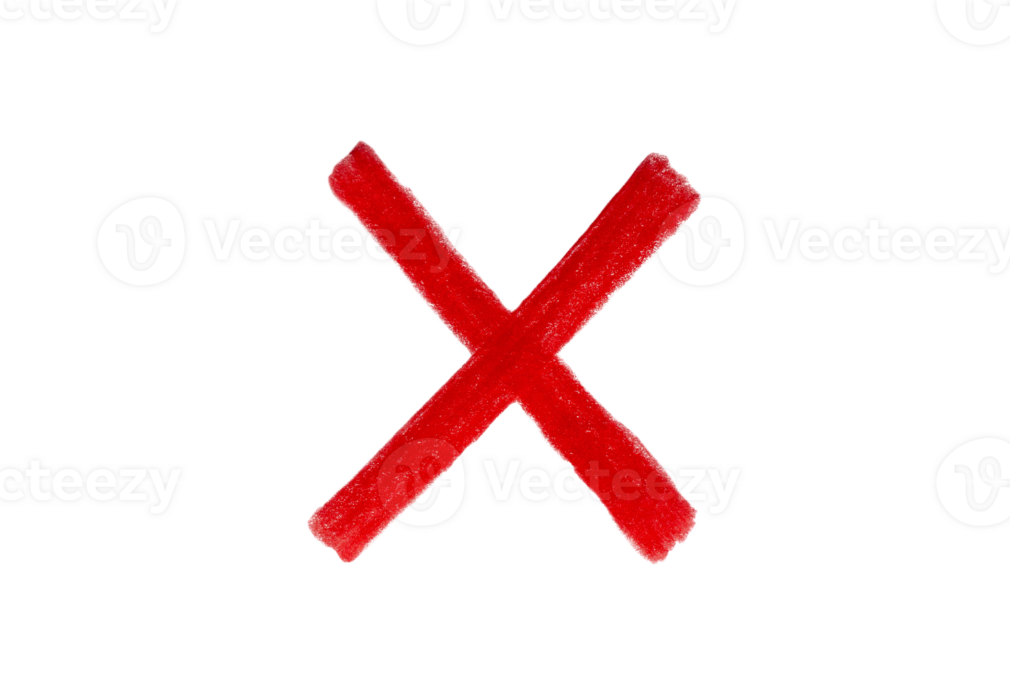 Hand drawn red x sign on transparent background png
