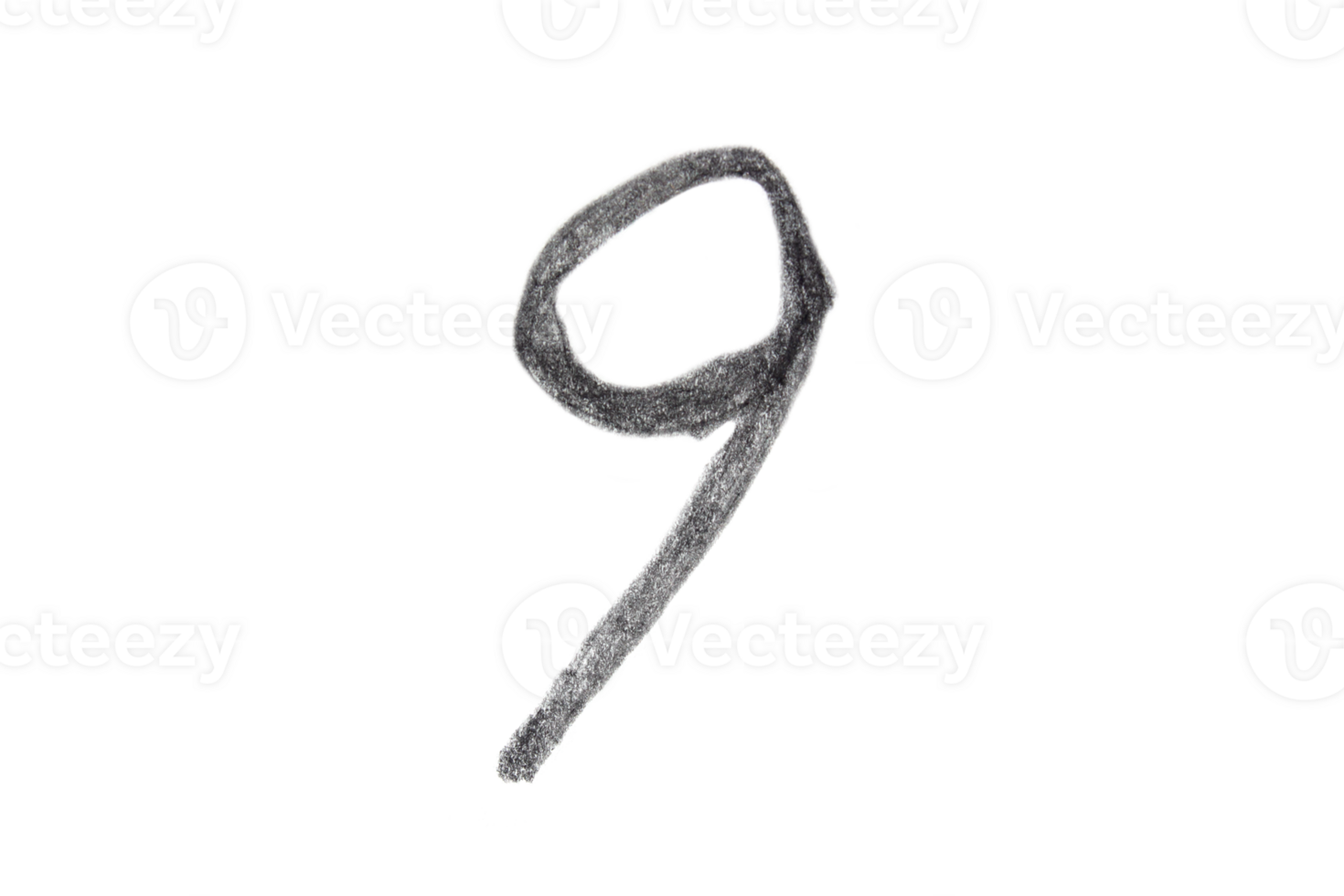 Hand drawn number 9 with pencil on transparent background png