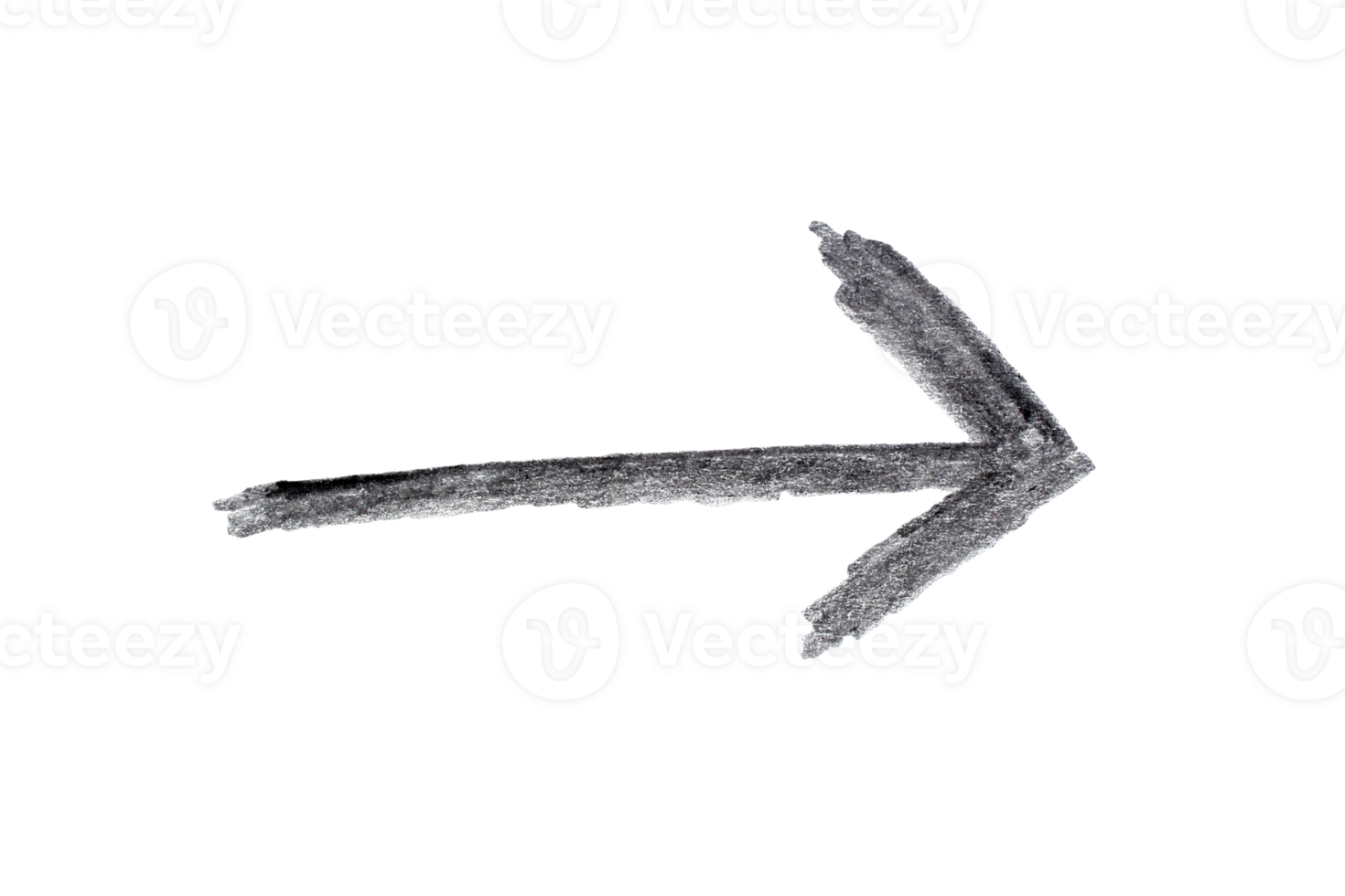 Charcoal hand drawn arrow symbol on transparent background png