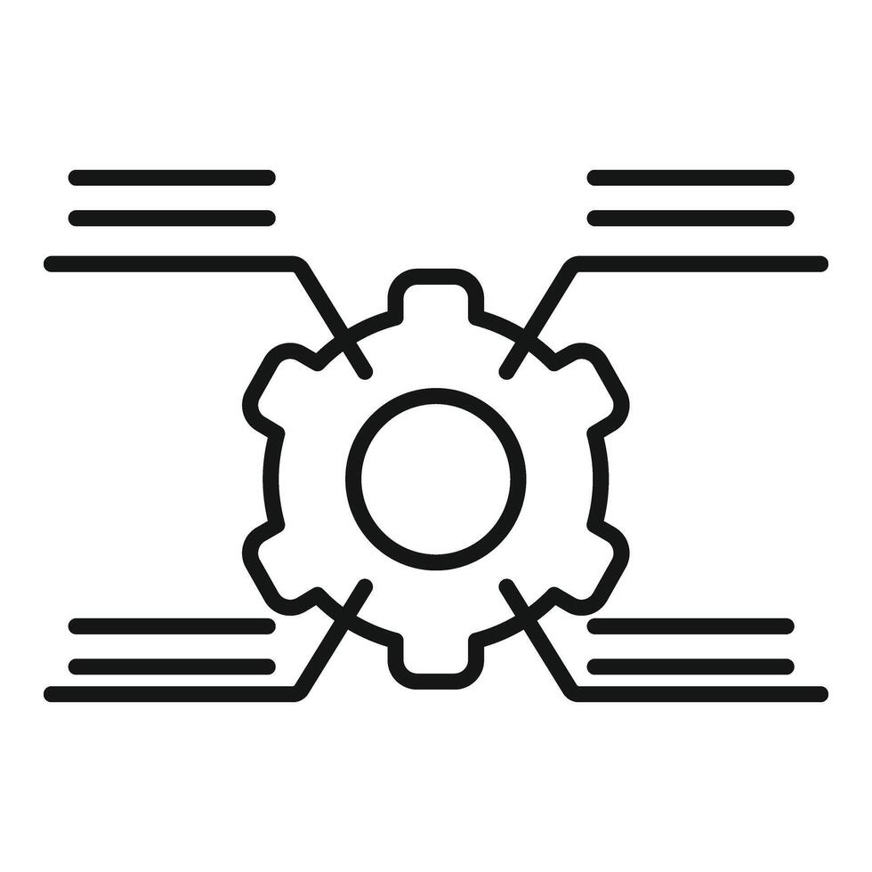 Cog tech cellular icon outline vector. Overview technical vector