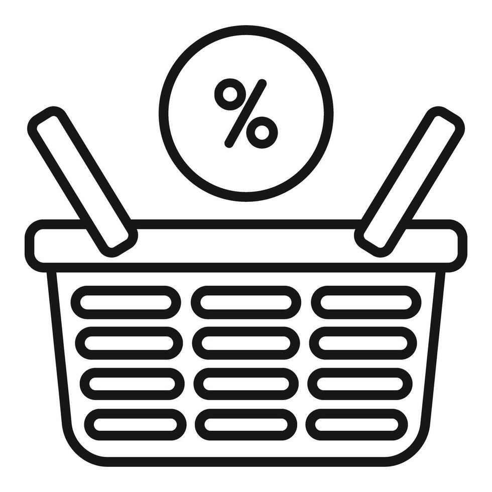 Sale market basket icon outline vector. Shop promotion image vector