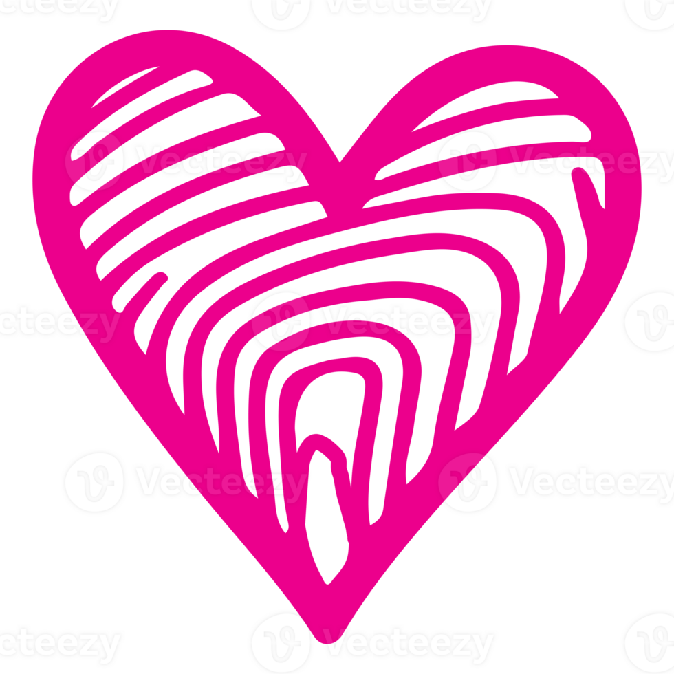 AI generated heart shape icon sign symbol element to decoration png file transparent. Hand draw pink heart line doodle style