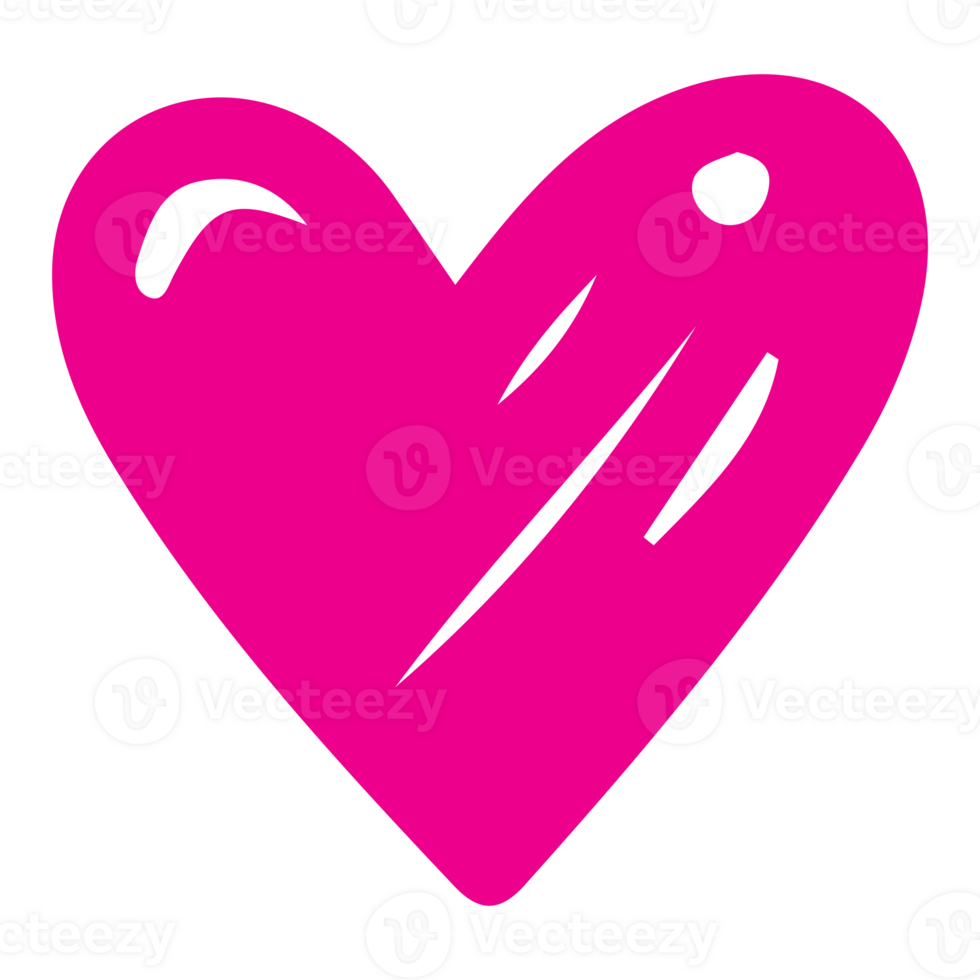 AI generated heart shape icon sign symbol element to decoration png file transparent. Hand draw pink heart line doodle style