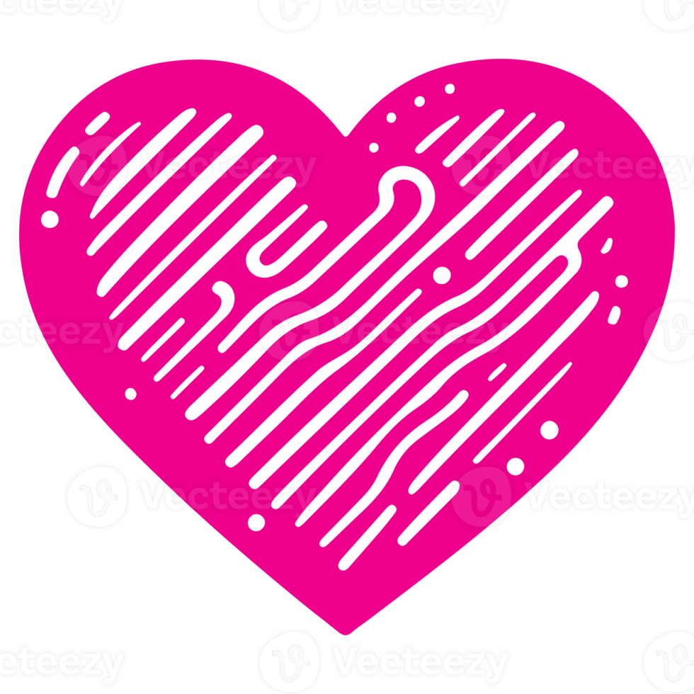 AI generated heart shape icon sign symbol element to decoration png file transparent. Hand draw pink heart line doodle style