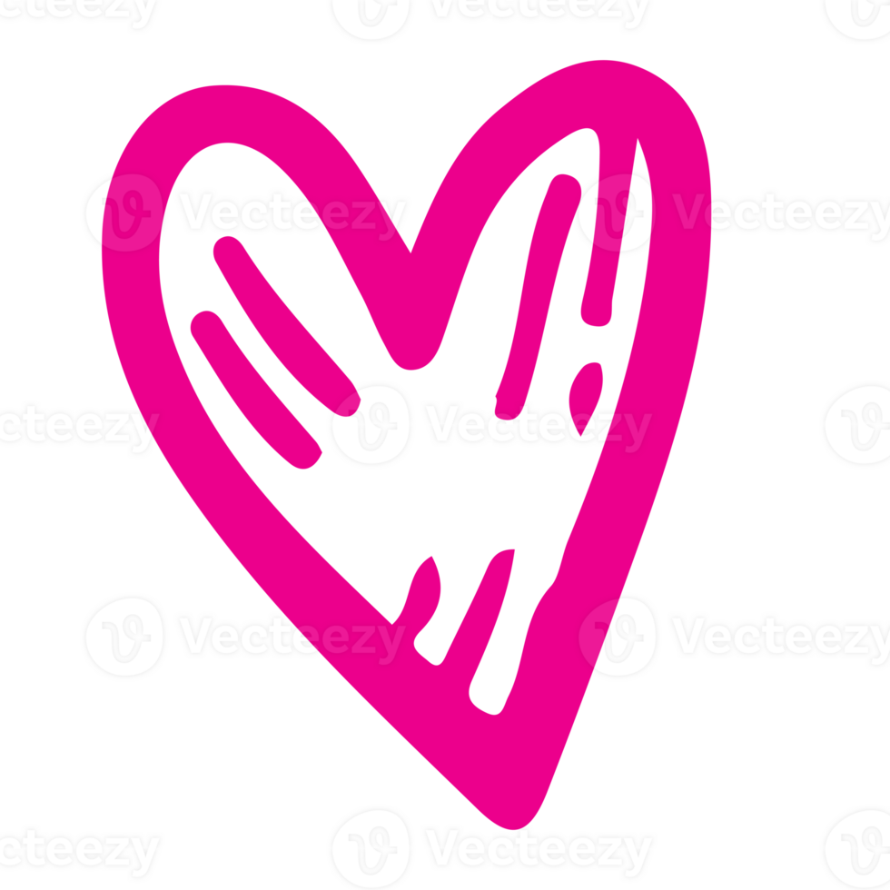 AI generated heart shape icon sign symbol element to decoration png file transparent. Hand draw pink heart line doodle style