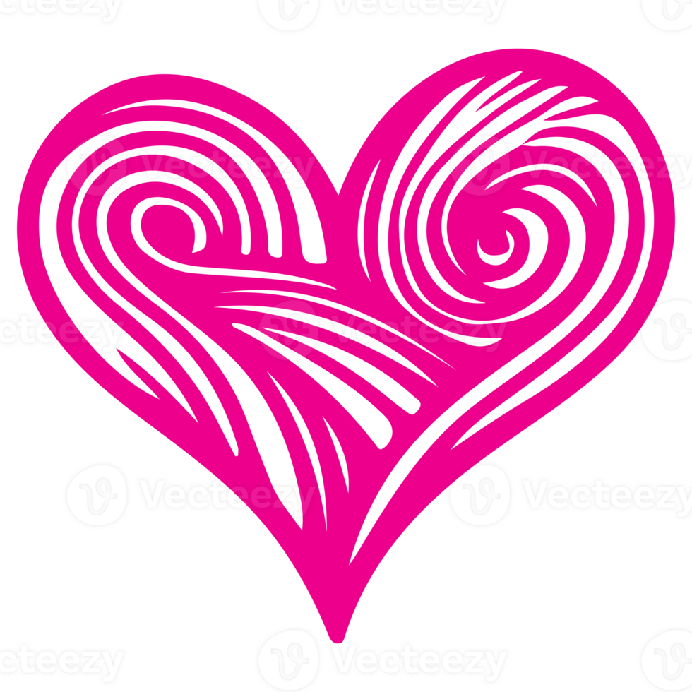AI generated heart shape icon sign symbol element to decoration png file transparent. Hand draw pink heart line doodle style