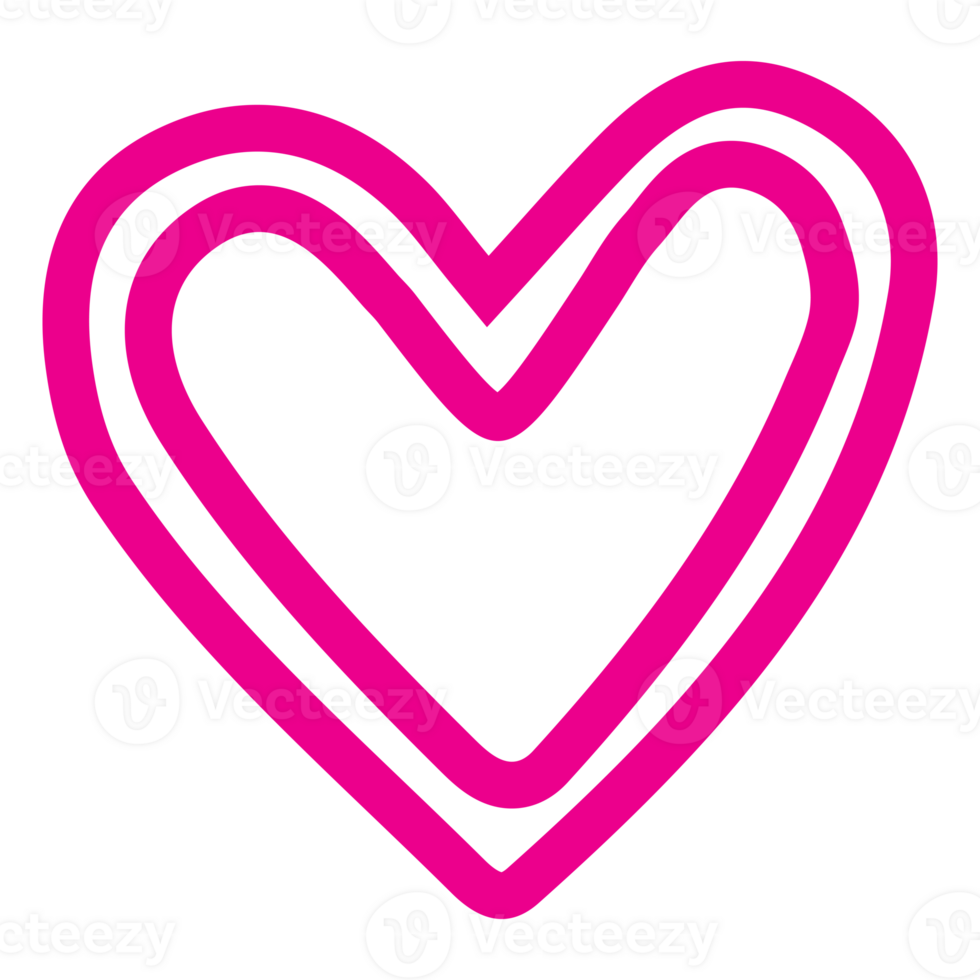 AI generated heart shape icon sign symbol element to decoration png file transparent. Hand draw pink heart line doodle style
