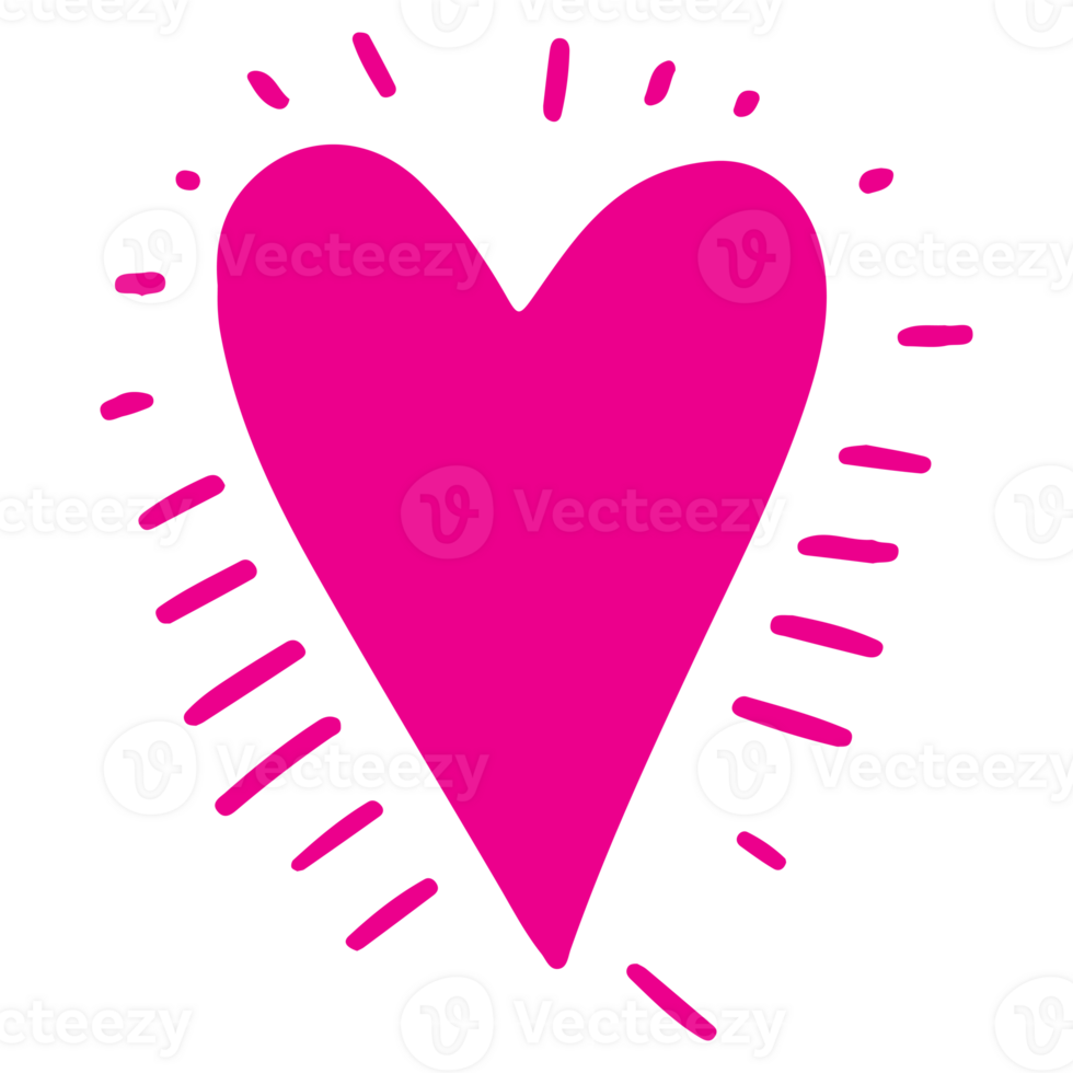 AI generated heart shape icon sign symbol element to decoration png file transparent. Hand draw pink heart line doodle style