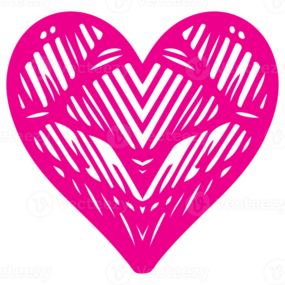 AI generated heart shape icon sign symbol element to decoration png file transparent. Hand draw pink heart line doodle style