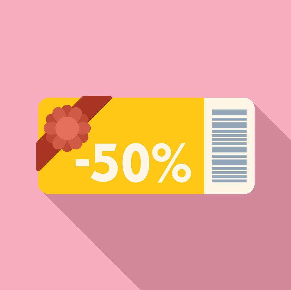 50 percent coupon icon flat vector. Rate holiday vector