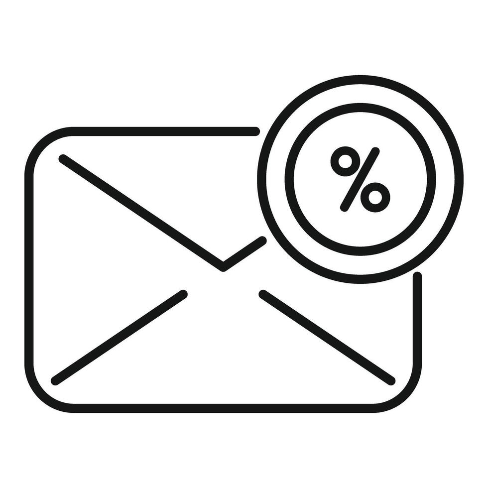 correo por ciento rebaja icono contorno vector. precio rebaja etiqueta vector