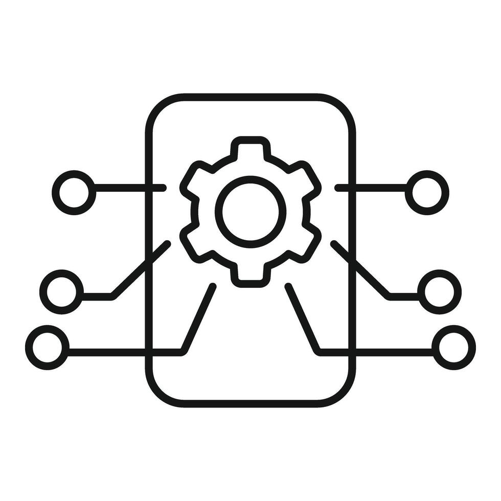 Cog overview icon outline vector. Memory dual machine vector