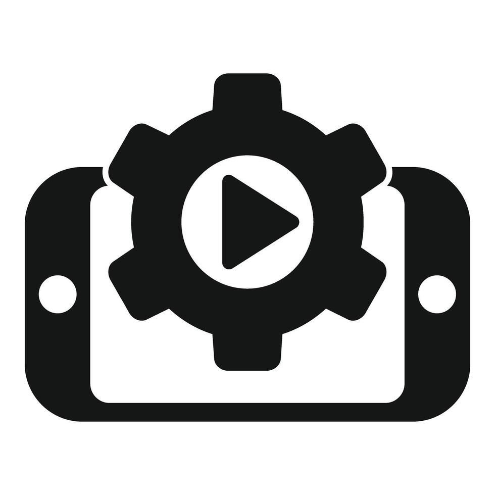 Play gear smartphone icon simple vector. Data boost vector