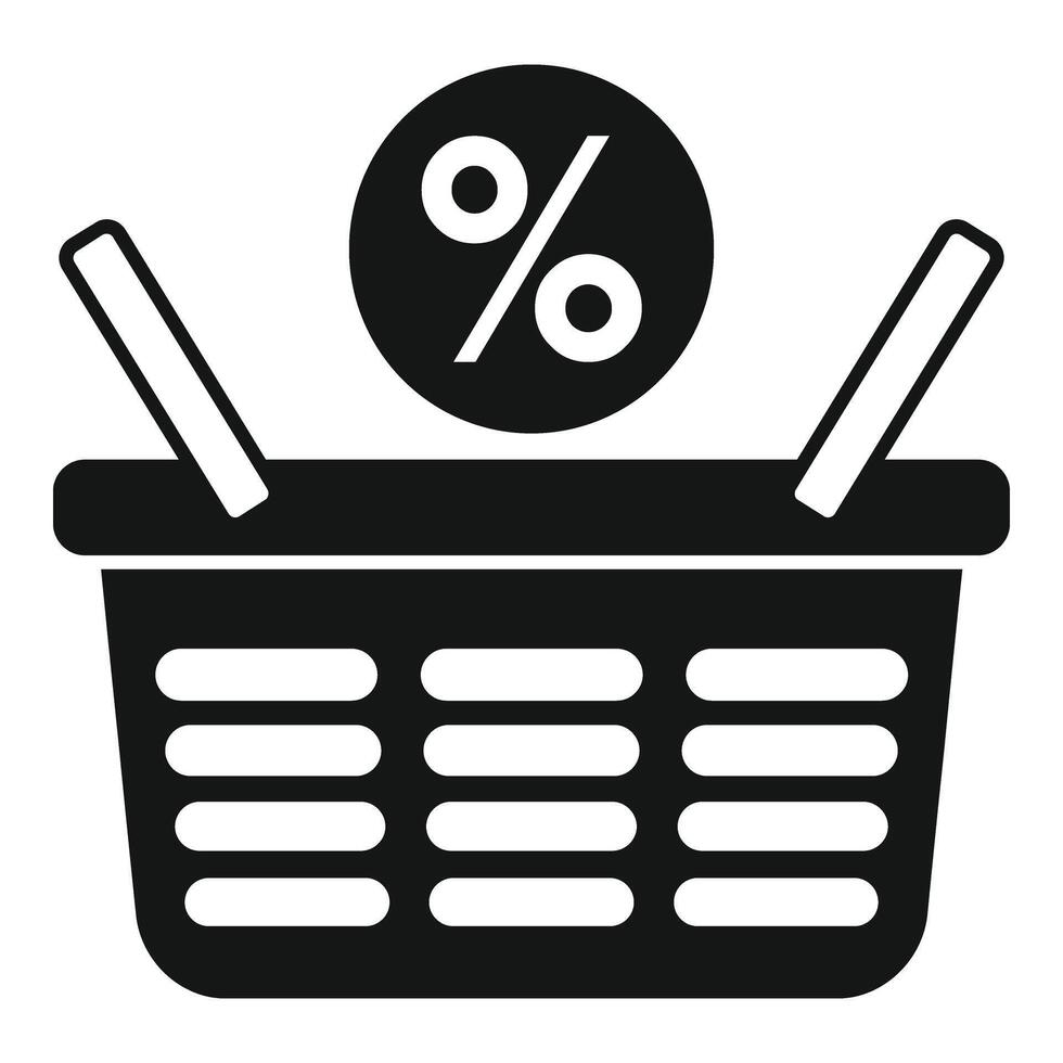 Sale market basket icon simple vector. Shop promotion image vector