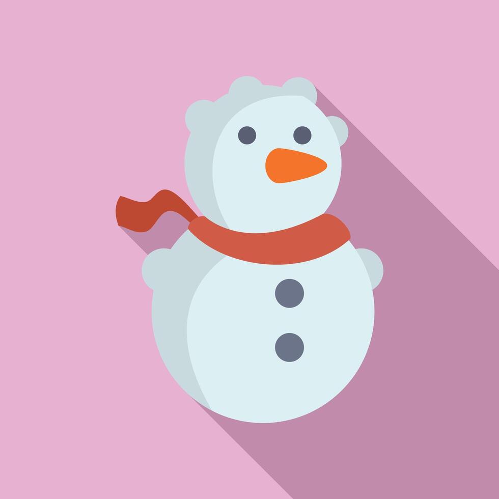 Xmas snowman icon flat vector. Face happy carrot vector