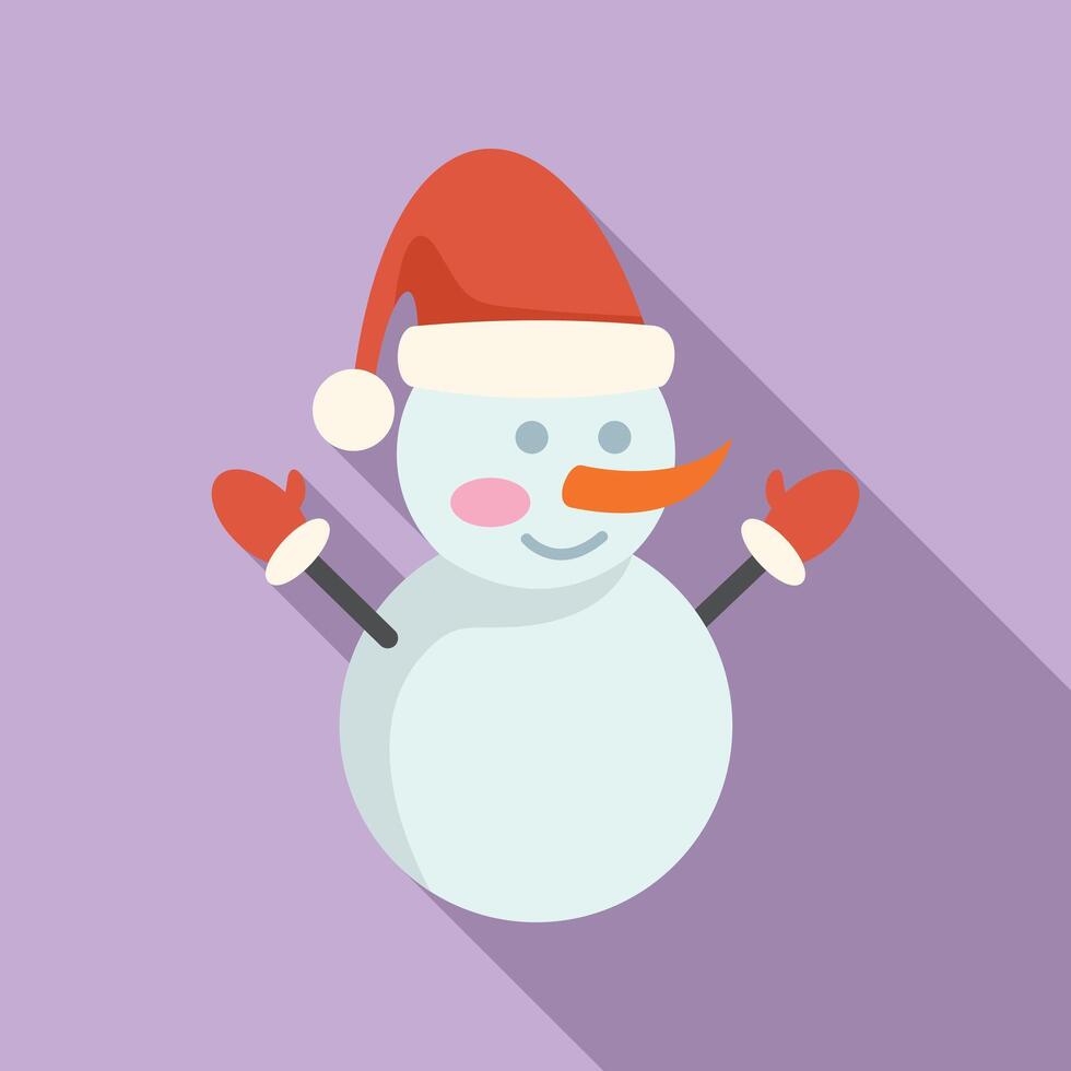 Sticker snow man icon flat vector. Funny beanie vector