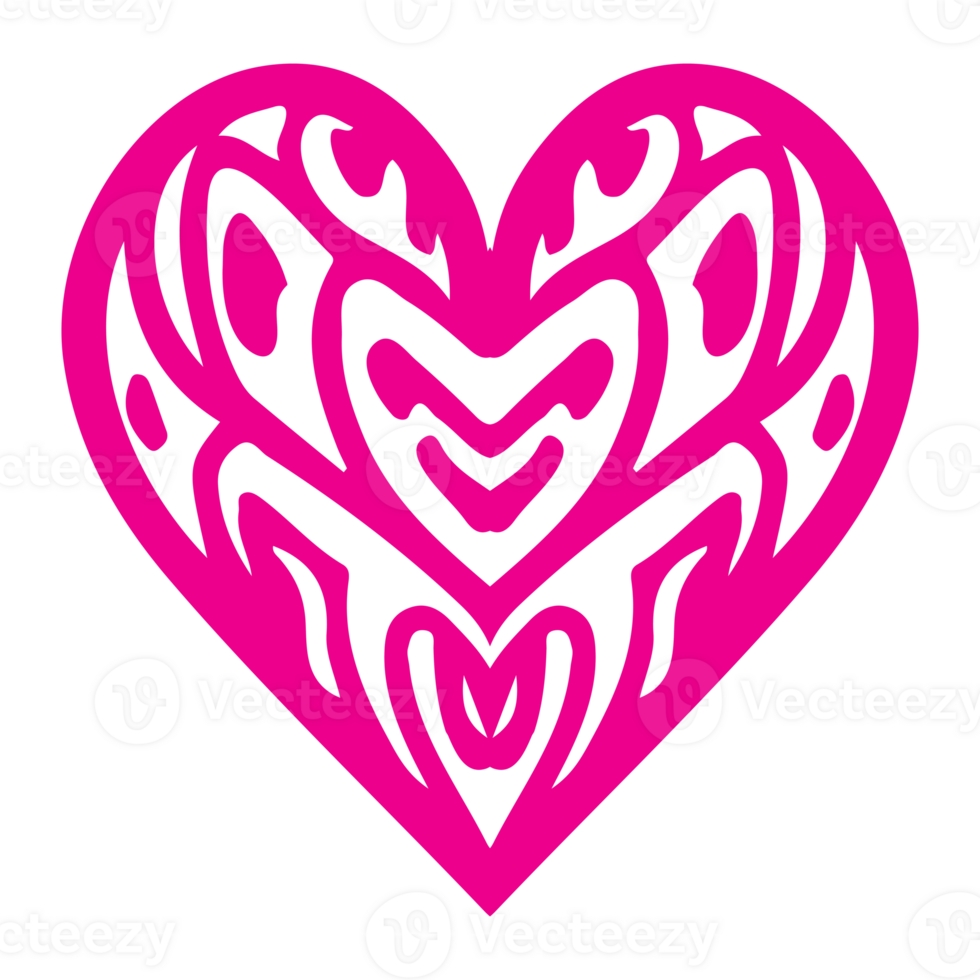 AI generated heart shape icon sign symbol element to decoration png file transparent. Hand draw pink heart line doodle style