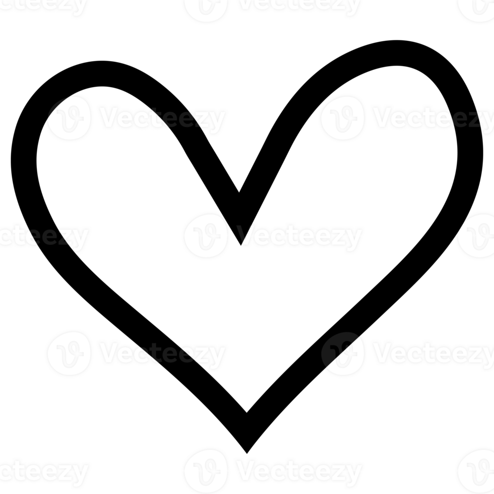AI generated scribble heart shape icon sign symbol element to decoration png file transparent. black line doodle style