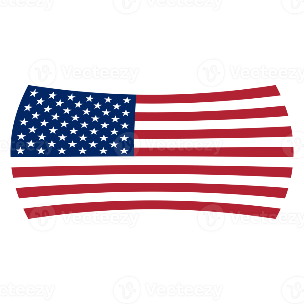 USA flag wavy clip art for 4th of July holiday independence day holiday in USA. National flag of United States on png transparency