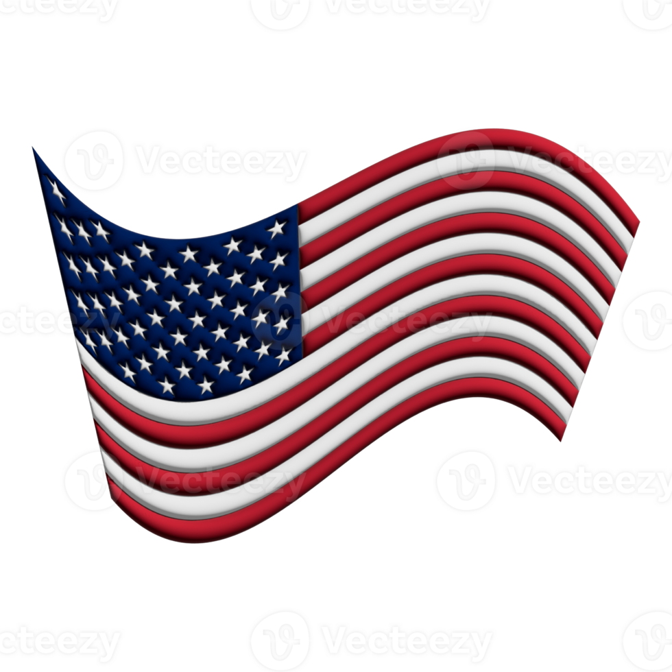 USA flag wavy clip art for 4th of July holiday independence day holiday in USA. National flag of United States on png transparency