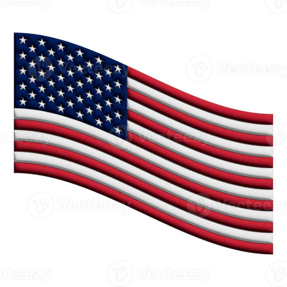 USA flag wavy clip art for 4th of July holiday independence day holiday in USA. National flag of United States on png transparency