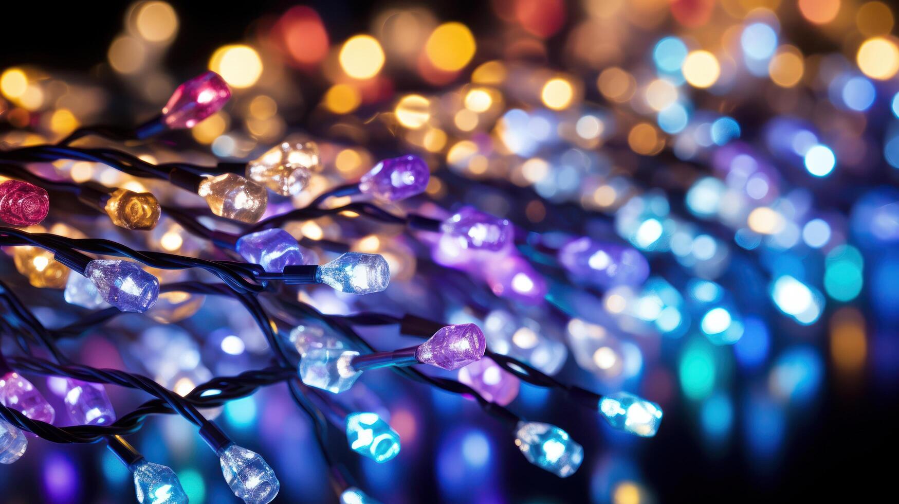 AI generated A wallpaper featuring a close-up of colorful Christmas lights photo