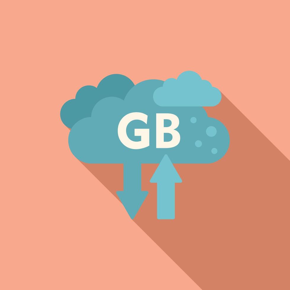Cloud big data icon flat vector. Cloud size byte vector