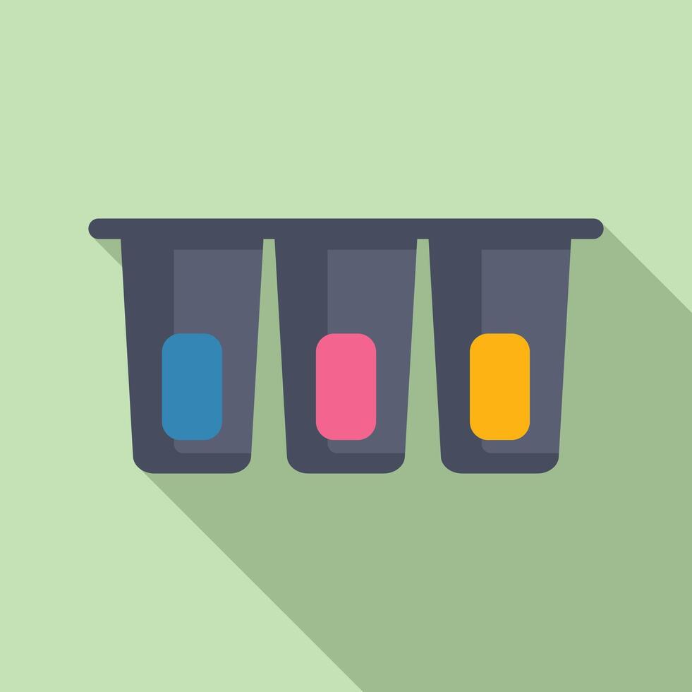 Tres colores botellas icono plano vector. diseño lata basura vector