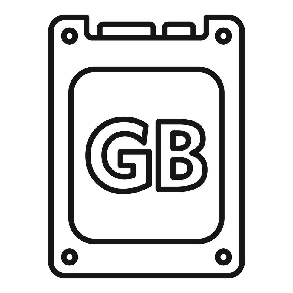SSD disk icon outline vector. Solid machine memory vector