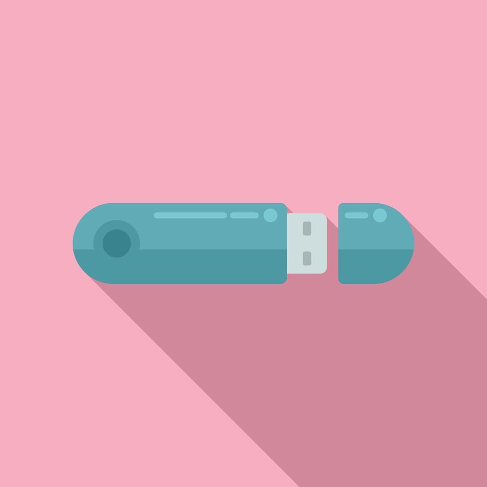 Best usb flash device icon flat vector. Focus machine storage vector