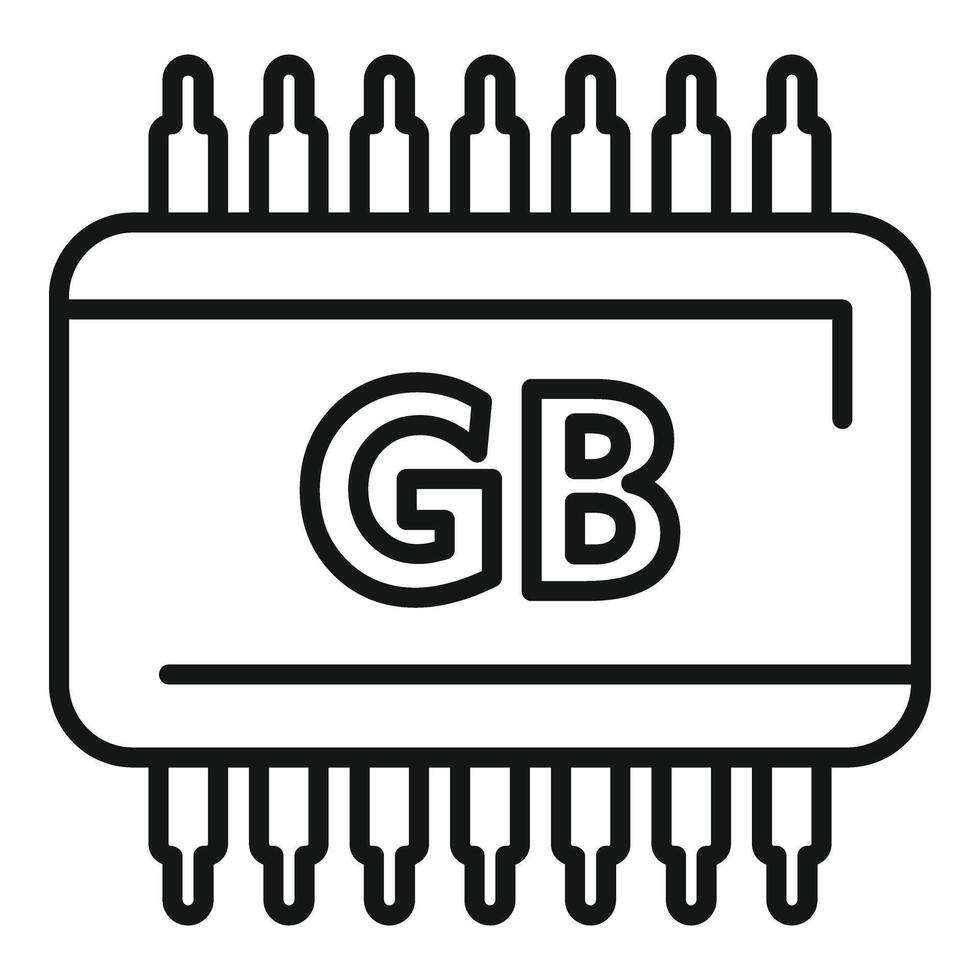 Gb product scheme icon outline vector. Micro chip digital vector