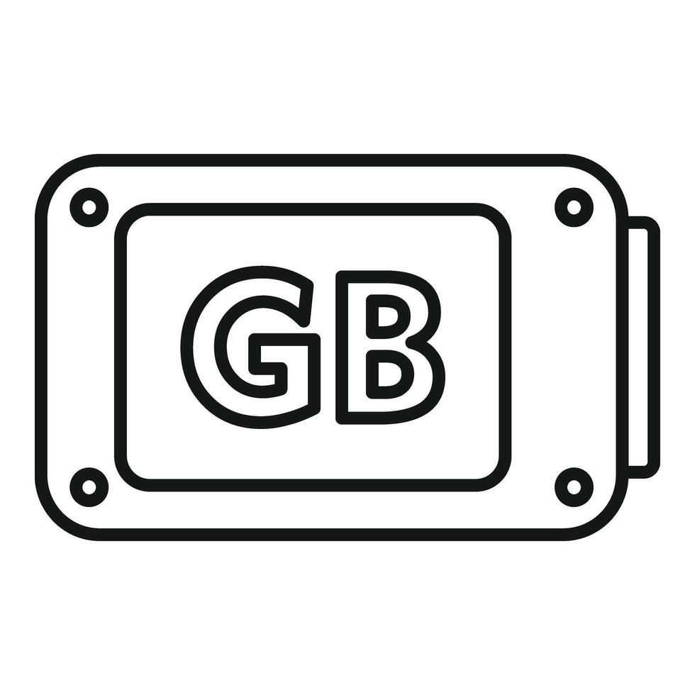 GB storage focus icon outline vector. State backup ssd vector
