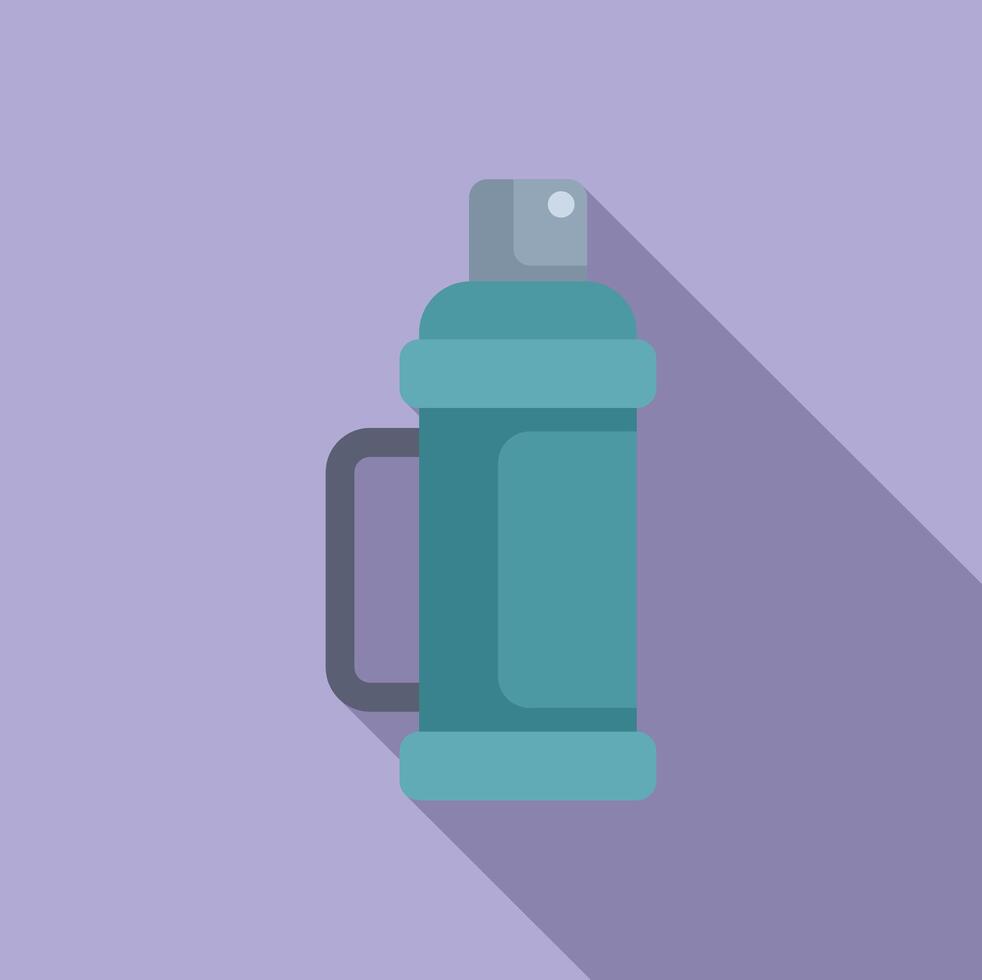 Ice fishing thermos bottle icon flat vector. Camping sport vector