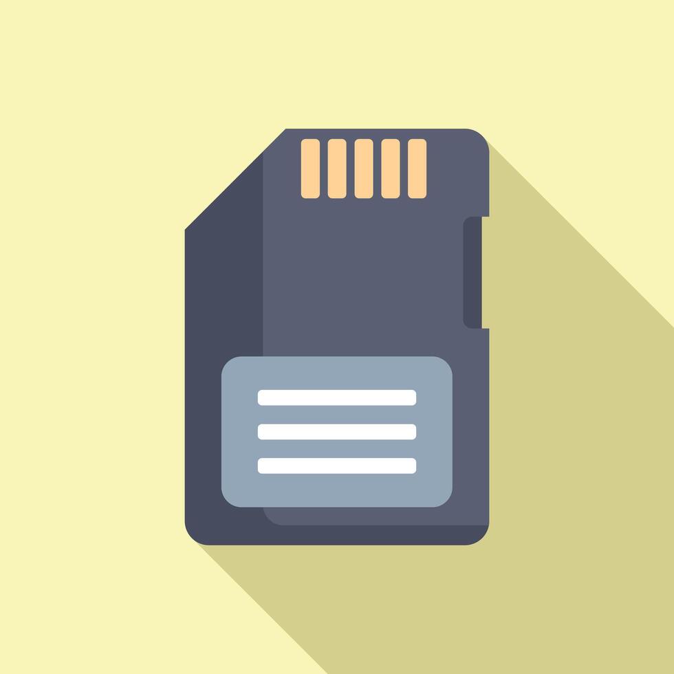 SD storage chip icon flat vector. Archive database vector