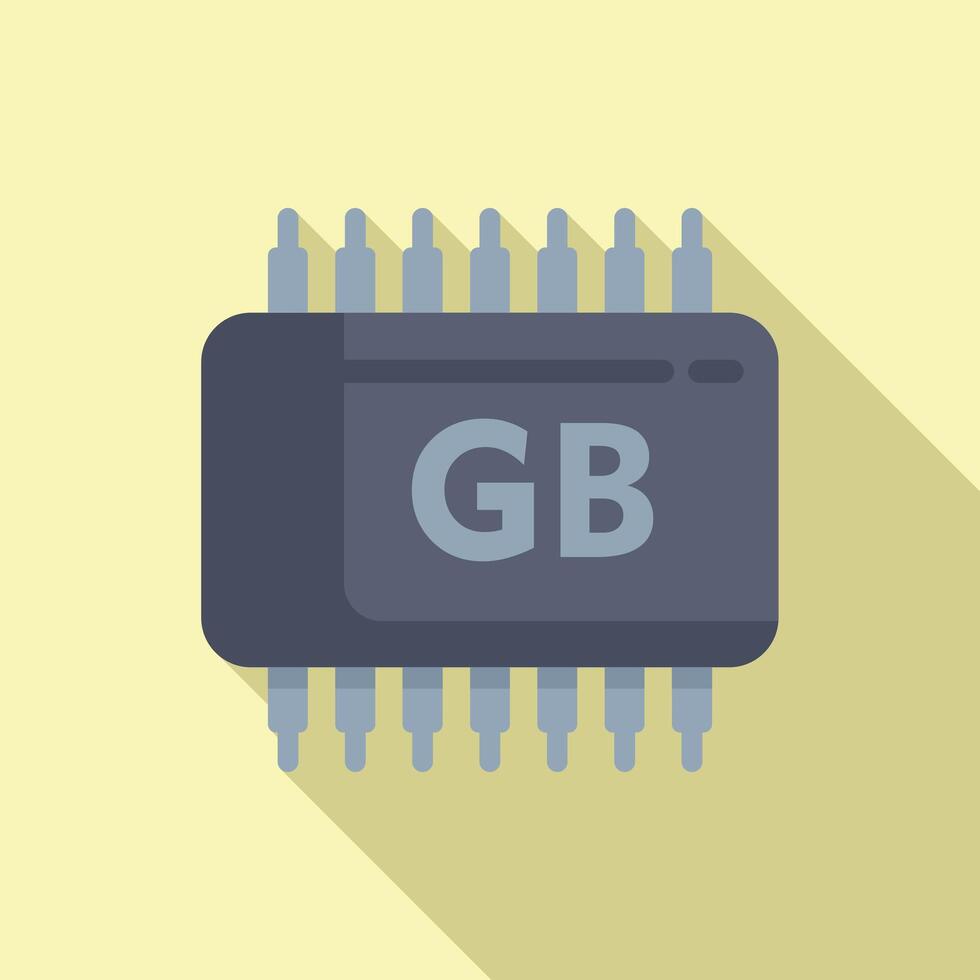 gb producto esquema icono plano vector. micro chip digital vector