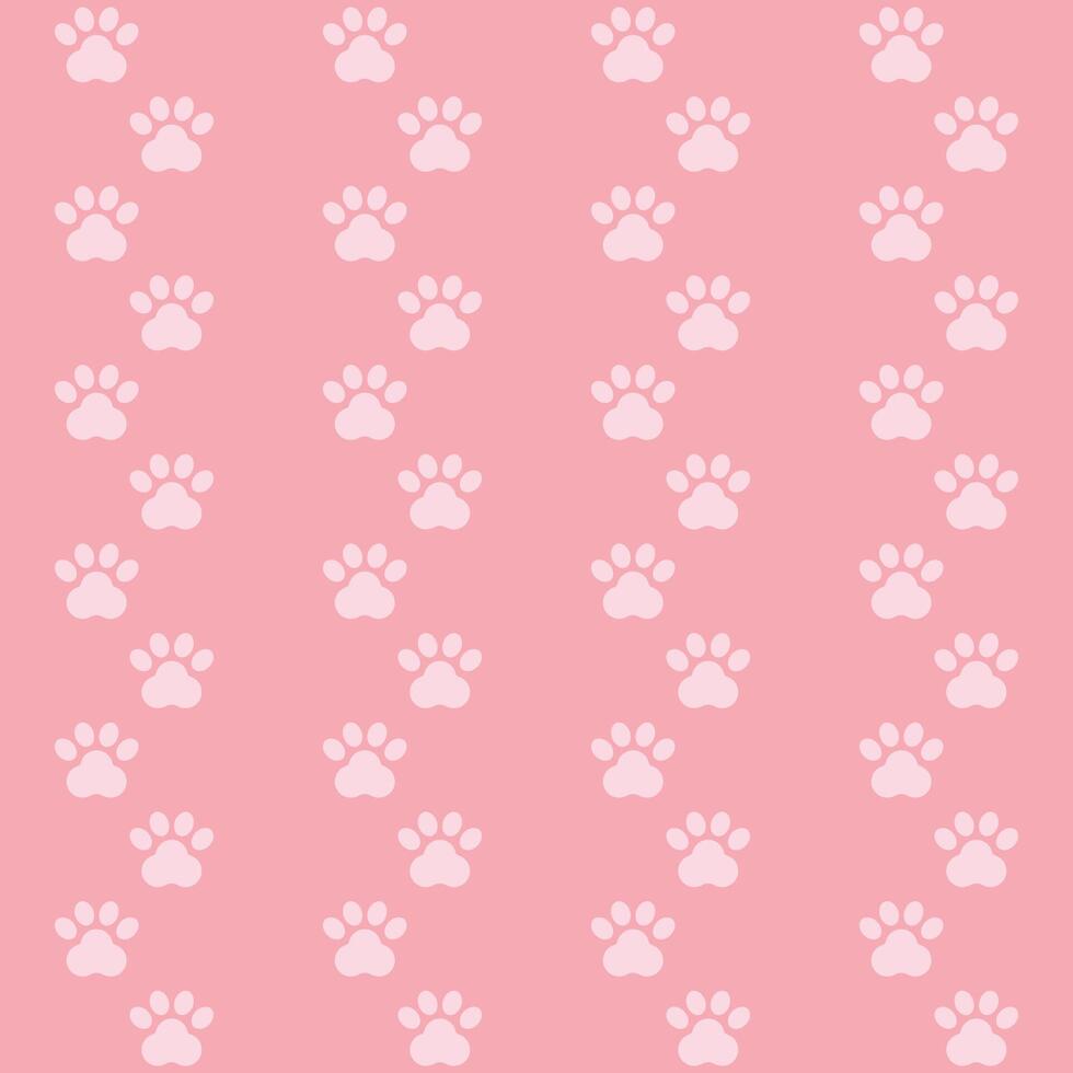 White animal foot prints on pink background seamless pattern vector