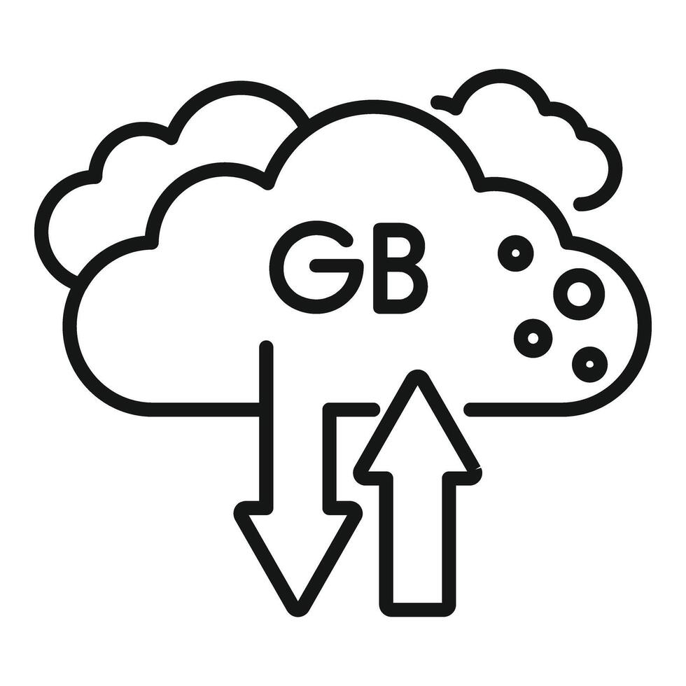 Cloud big data icon outline vector. Cloud size byte vector