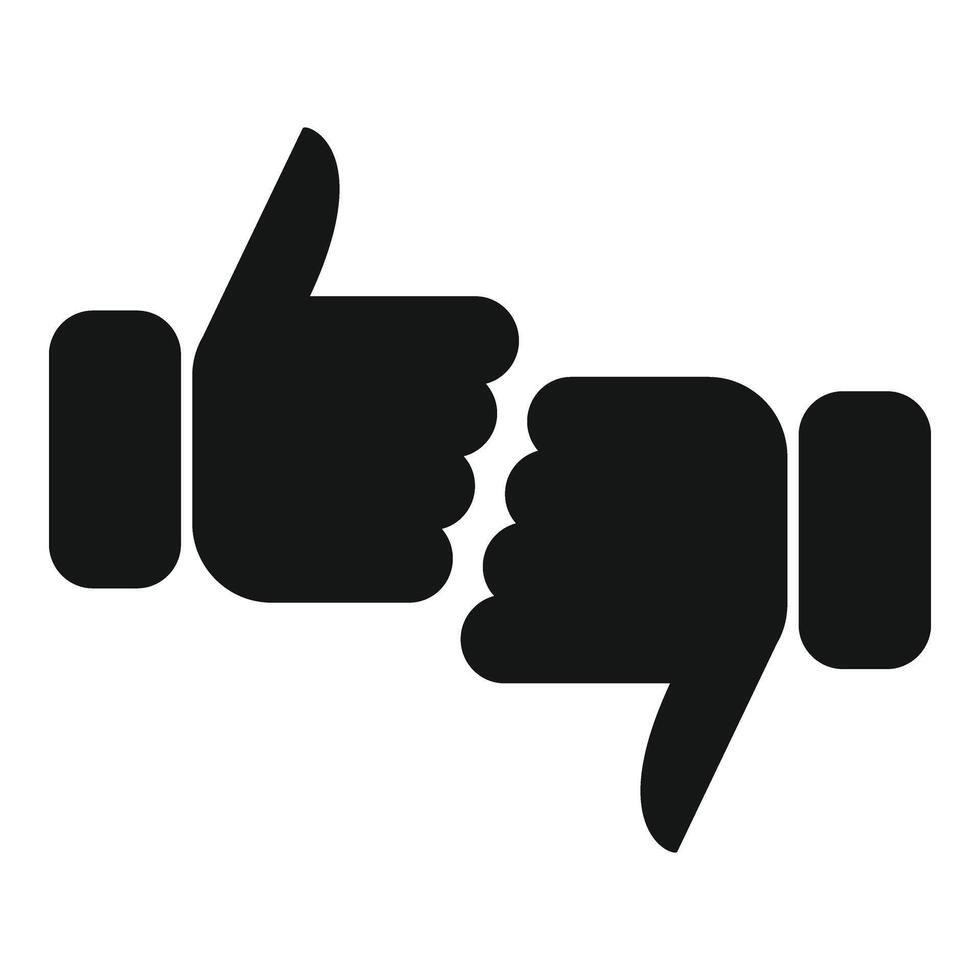 Thumb up and down icon simple vector. Reason solution vector