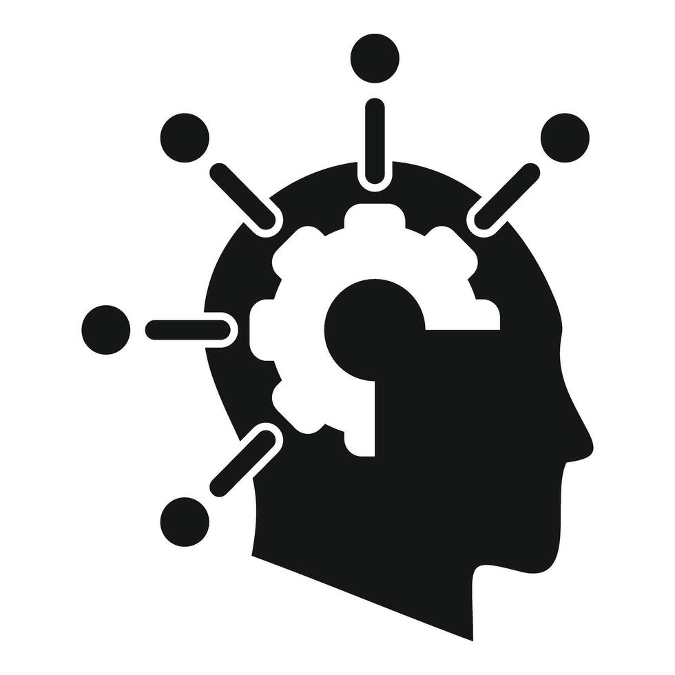 Gear brain solution icon simple vector. Mind pictogram vector