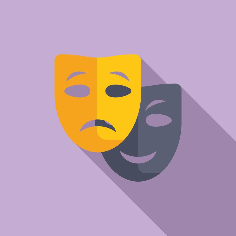 Theater mask icon flat vector. Mental busy coping skills vector