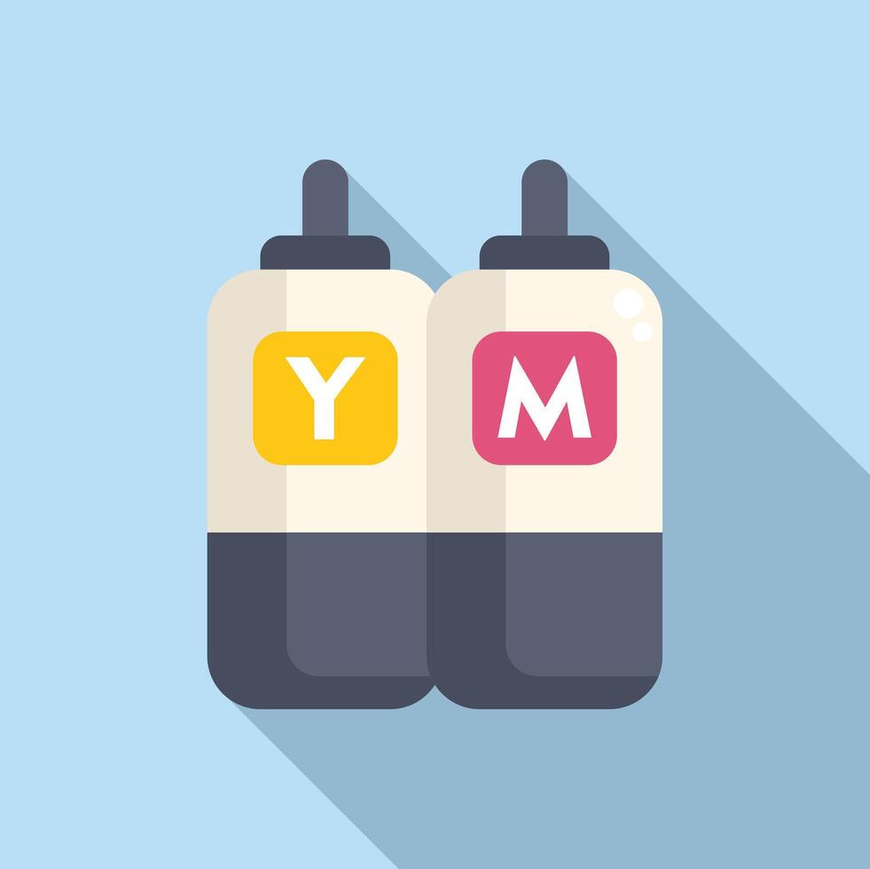 Ink bottles icon flat vector. Colorful garbage change vector