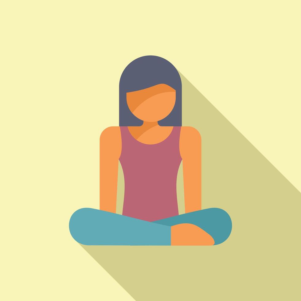 Person meditation pose icon flat vector. Coping skills health mental vector