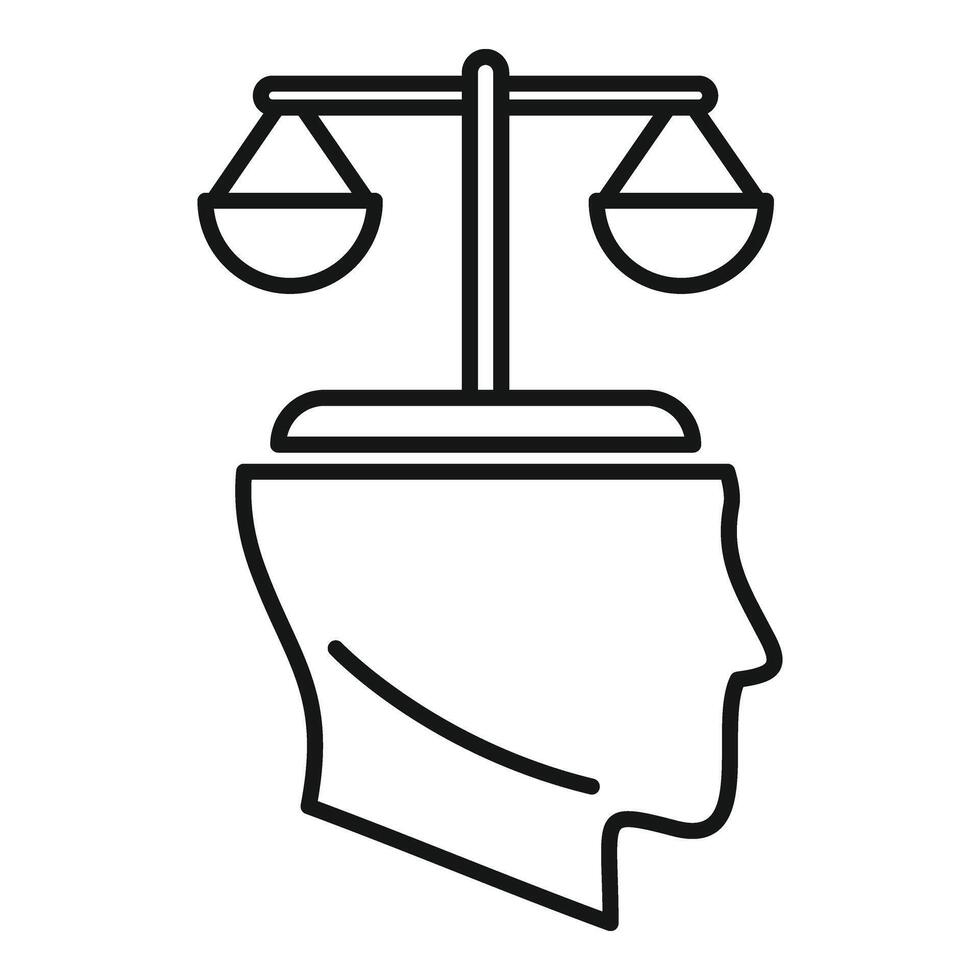 Brain thinking balance icon outline vector. Judgement reason vector