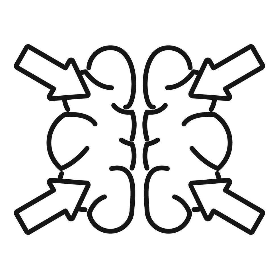 Mind think brain icon outline vector. Solution problem vector