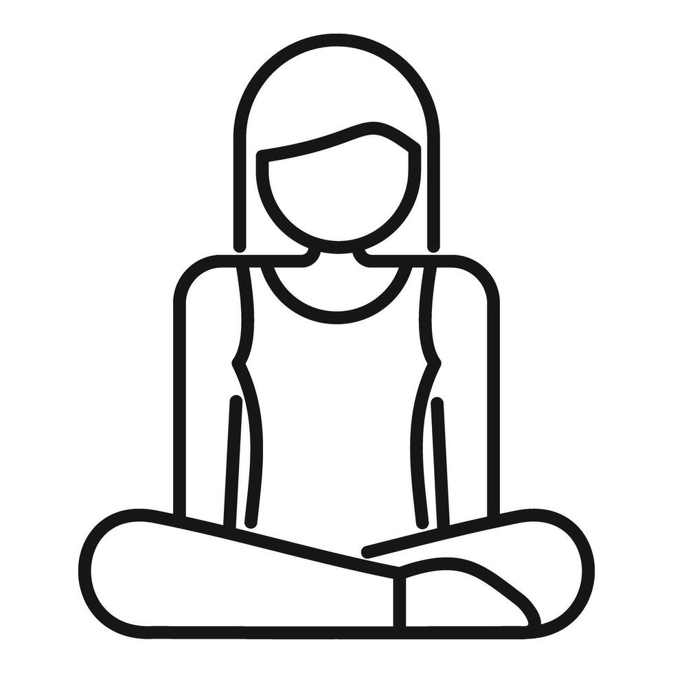 Person meditation pose icon outline vector. Coping skills health mental vector