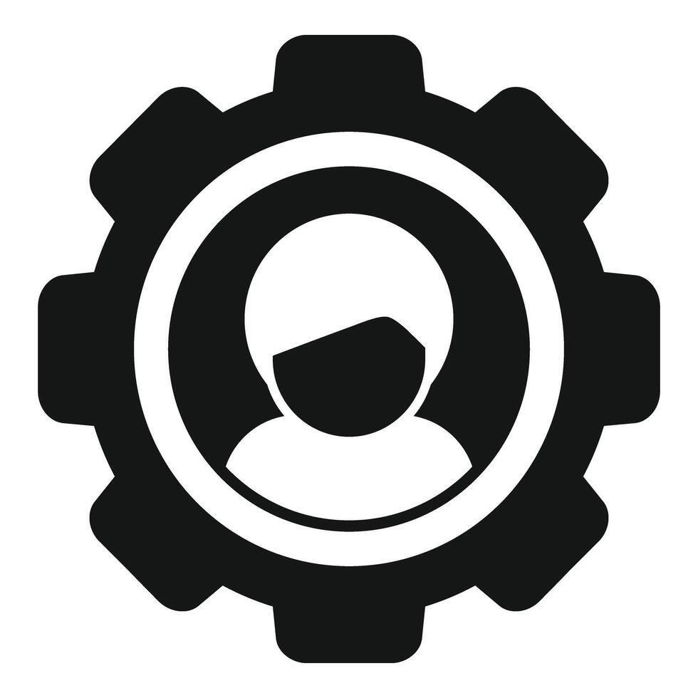 Gear work person icon simple vector. Coping skills business vector