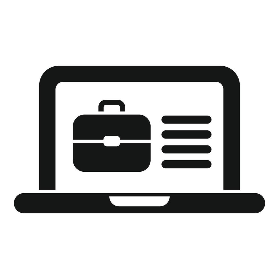 Laptop search candidate icon simple vector. Advancement person vector