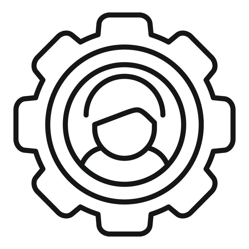 Gear work person icon outline vector. Coping skills business vector