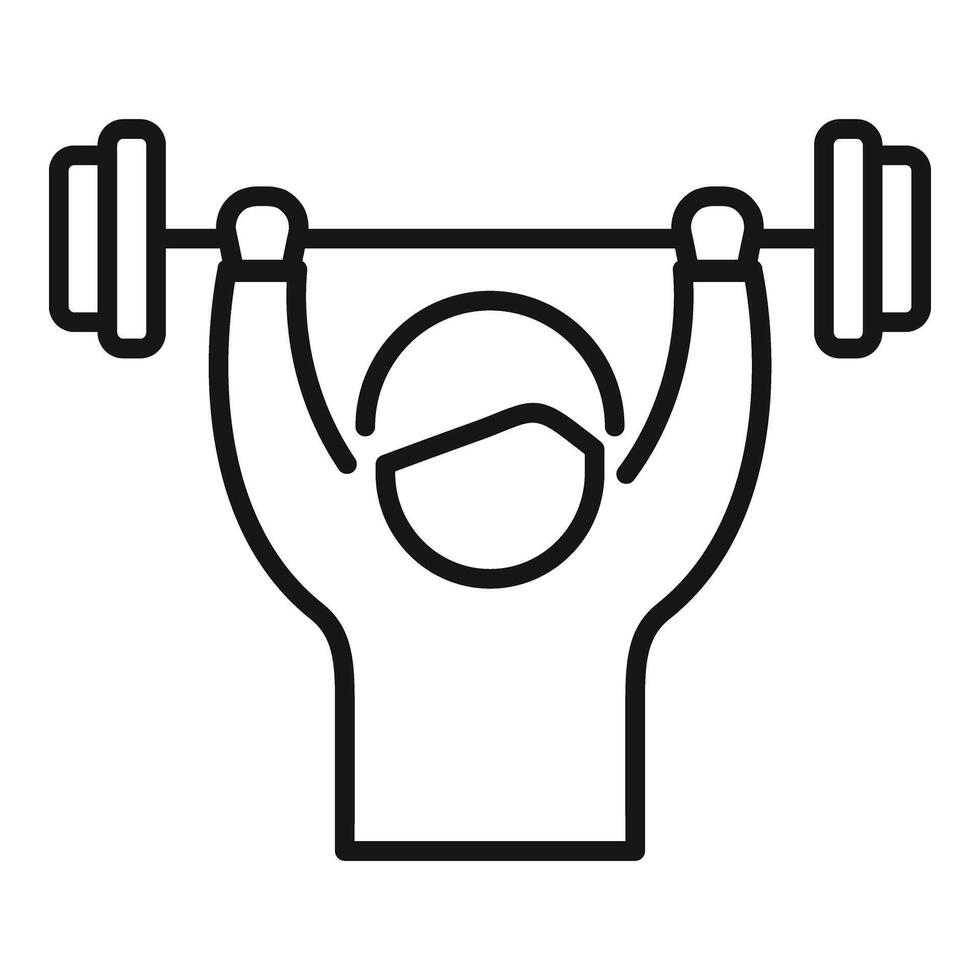 Barbell up worker icon outline vector. Stress skills therapy vector